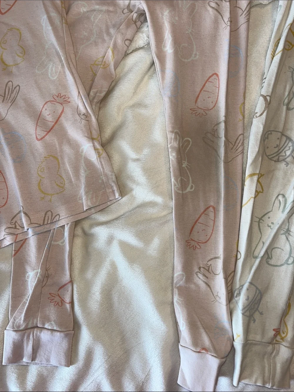 Kids Bunny Print Pajama Set - Soft Pastel Pink & Cream